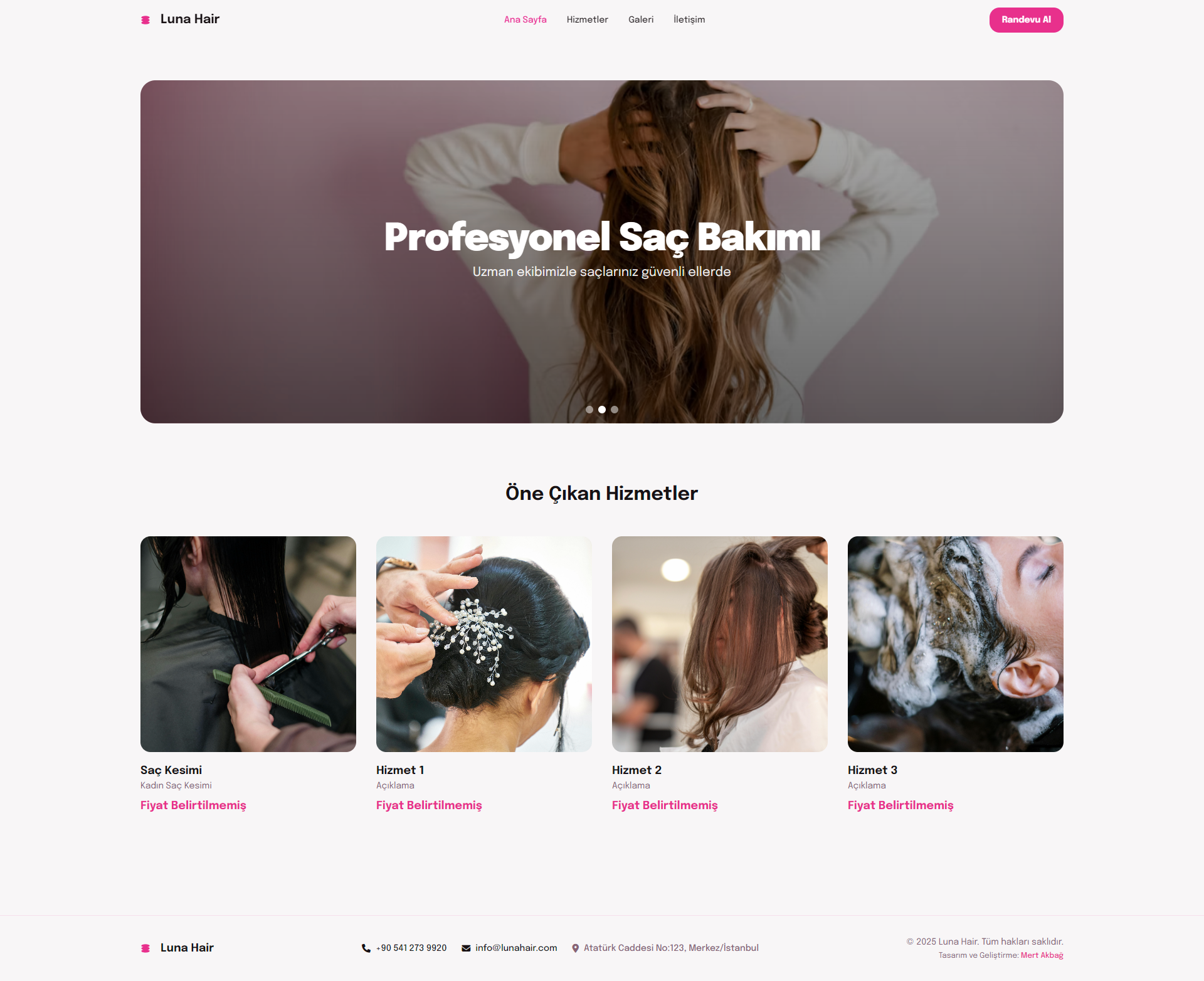 Studio (Güzellik & Kuaför Web Sitesi)